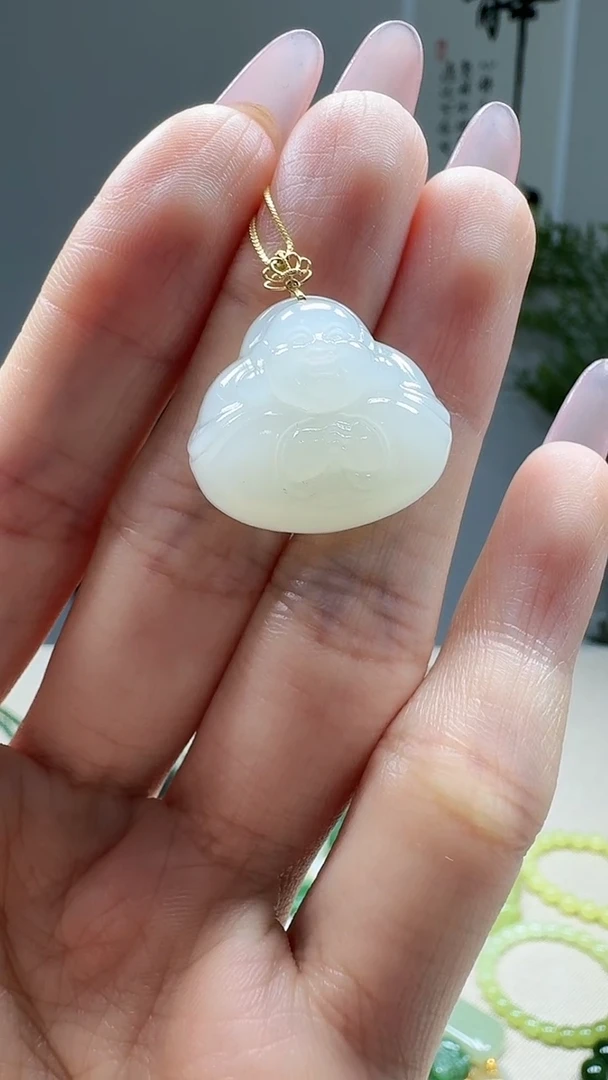 吊坠(不含链)18K金镶嵌和田玉1