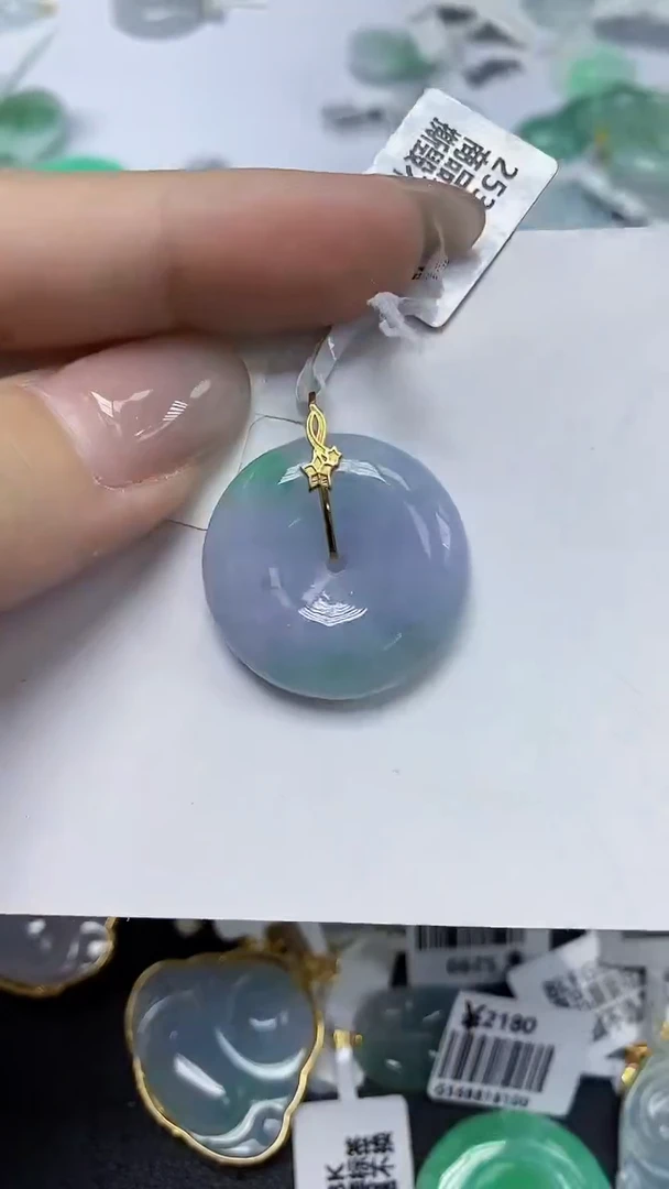 翡翠18K金镶嵌颈饰天然缅甸翡翠A货