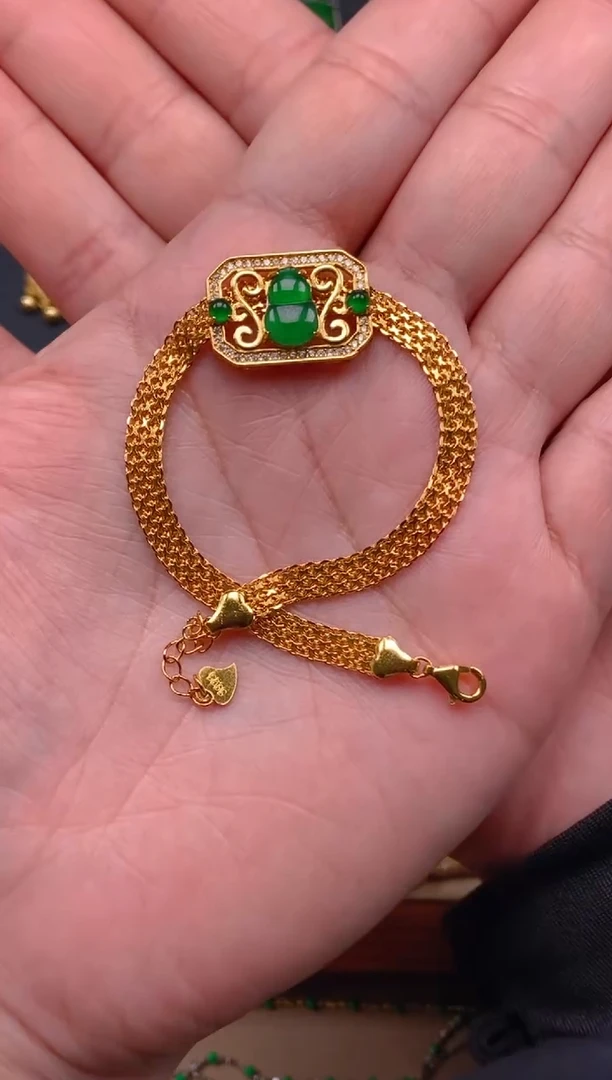 【闪购商品】翡翠手链银S925镶嵌葫芦