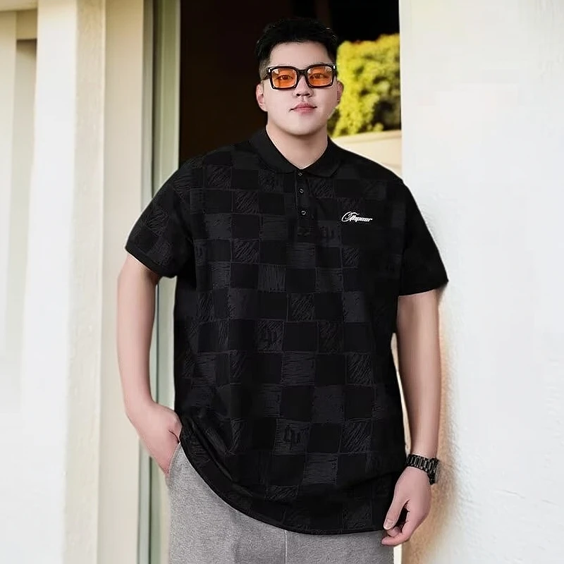 polot恤衫短袖加肥加大男夏季潮牌半袖港风胖子大码300斤宽松上衣