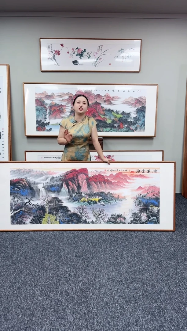 国画江山如此多娇210*80手绘作品