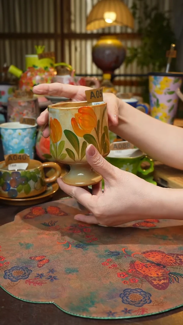 杯子景德镇高温釉下手绘陶瓷