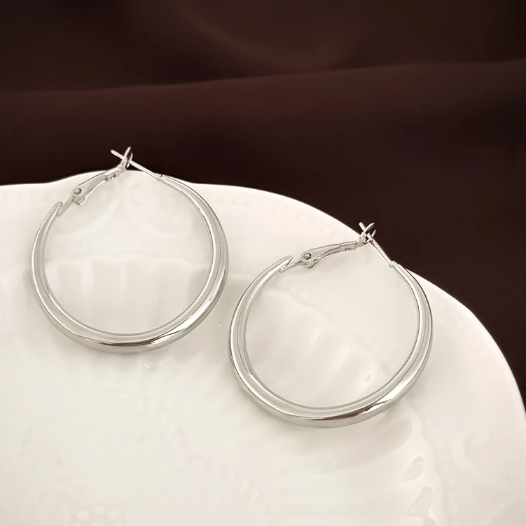 合金耳饰 B138欧美圆圈耳圈925简约气质日常百搭耳环时尚优雅耳饰