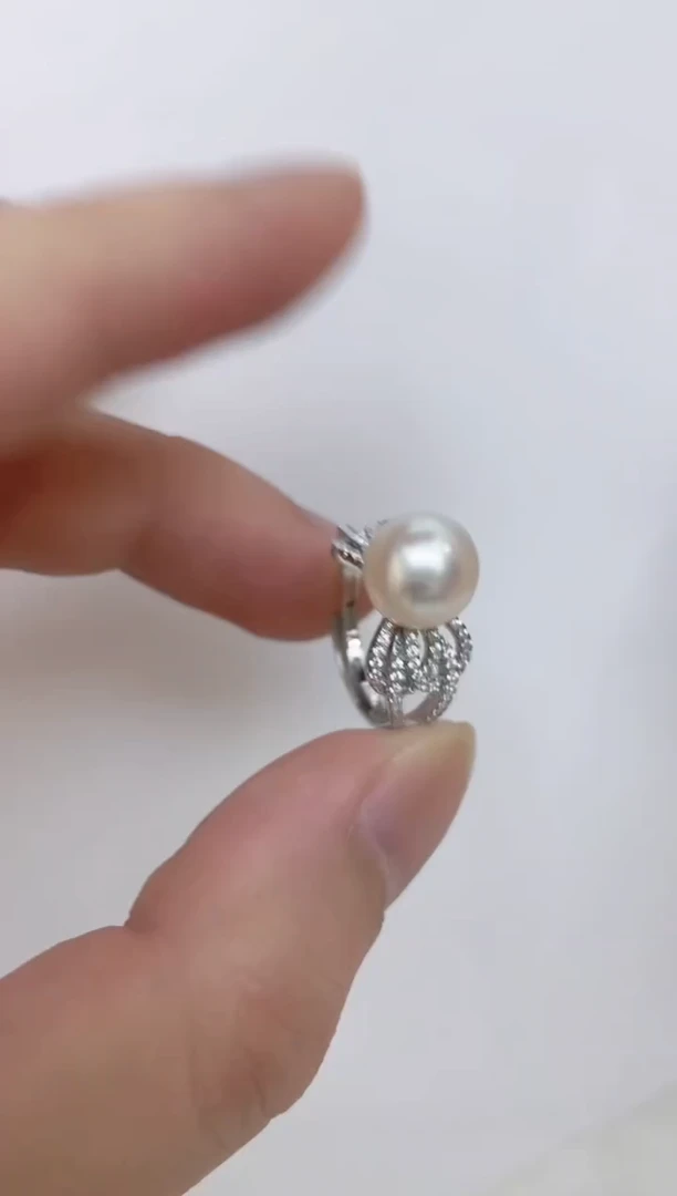 银S925镶嵌海水珍珠戒指