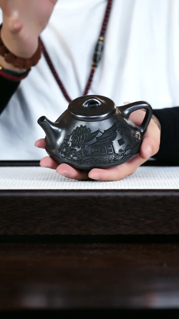 茶壶紫砂石黄石瓢   刻江南