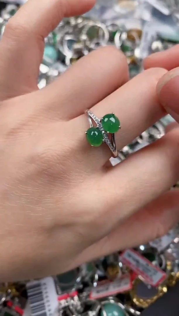 银S925镶嵌戒指翡翠555     6