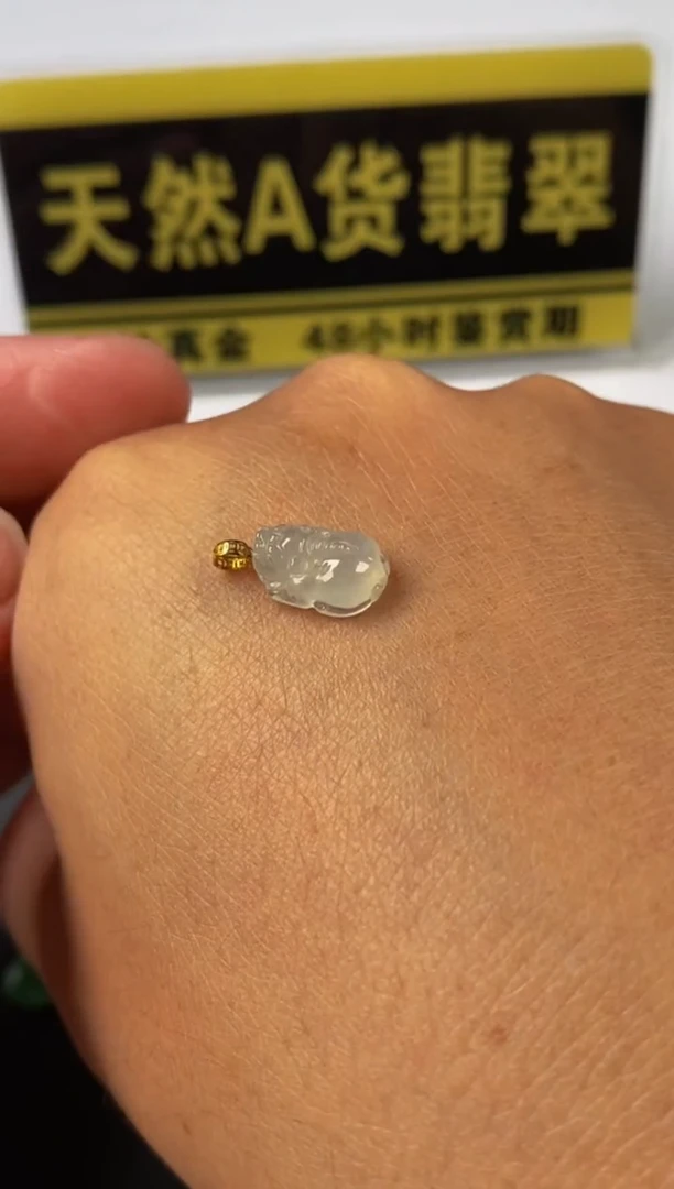 翡翠18K金镶嵌颈饰天然A货翡翠