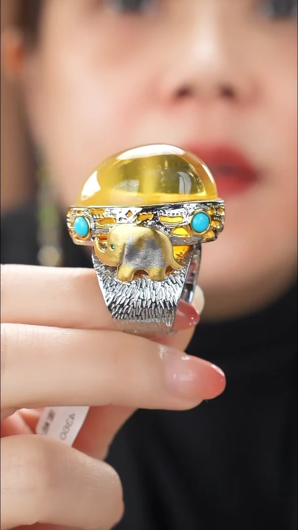 琥珀吊坠(不含链)未镶嵌精品戒指