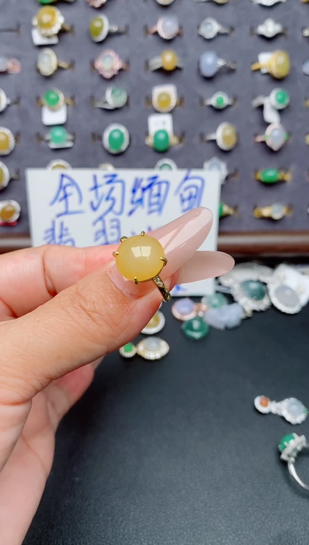 银S925镶嵌戒指翡翠天然A货翡翠1111   1-