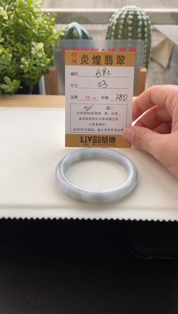 未镶嵌手镯翡翠53.1圈口 编码B82
