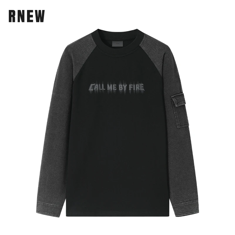 【全员请开播】牛仔拼接长袖T恤R33PDT004