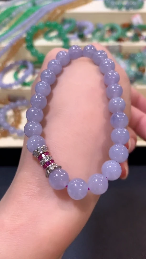 未镶嵌手串翡翠b165紫色有色差1