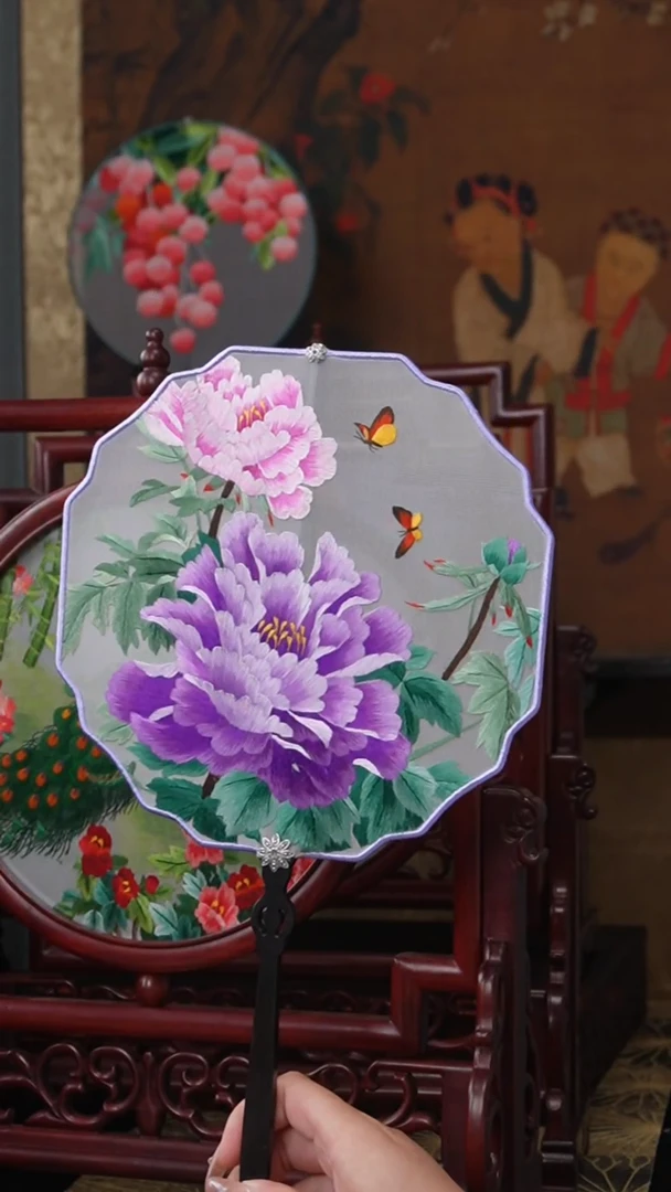 刺绣 绣花团扇非遗