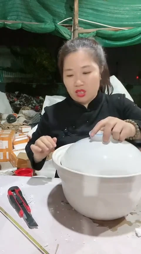 陶底部瑕疵4.5白锅带盖