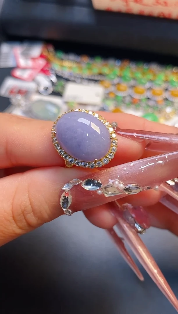 银S925镶嵌戒指翡翠天然