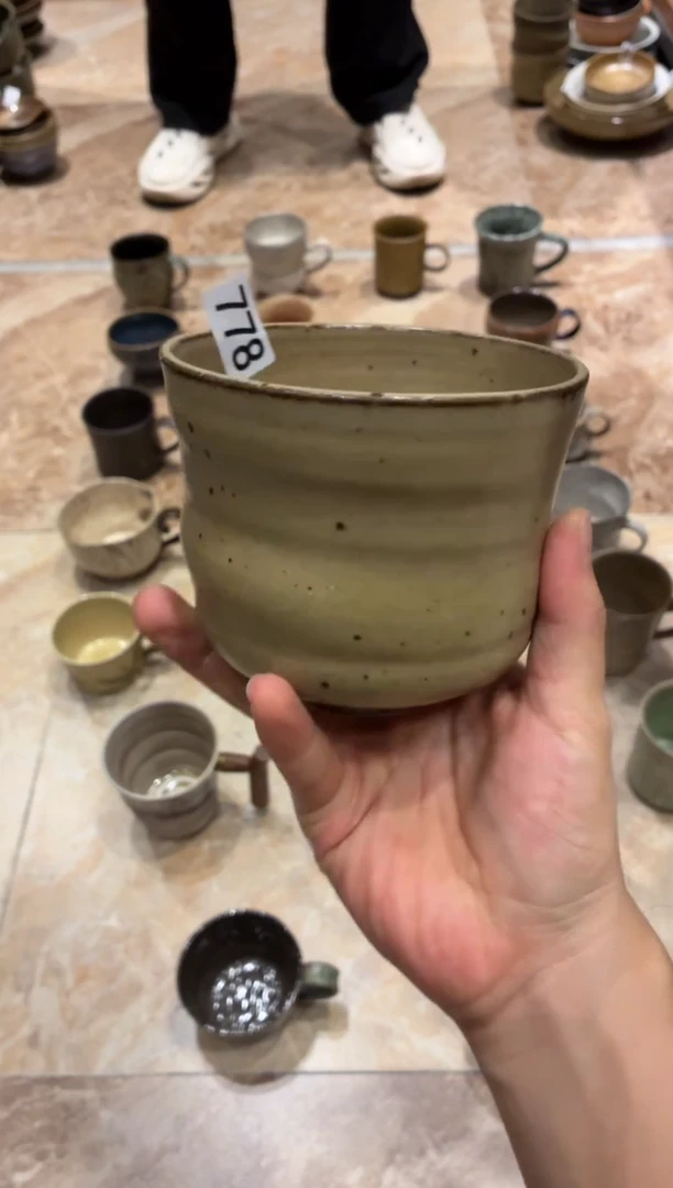 瓷片乱***夜778黄色手工扭扭碗1个