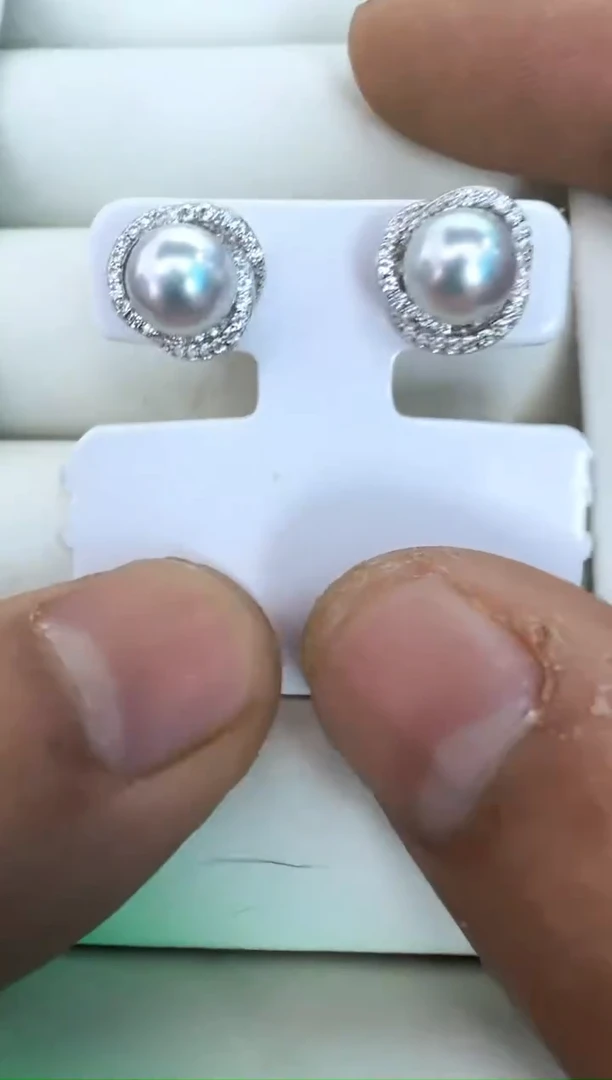 【闪购商品】海水珍珠耳饰银S925镶嵌耳钉