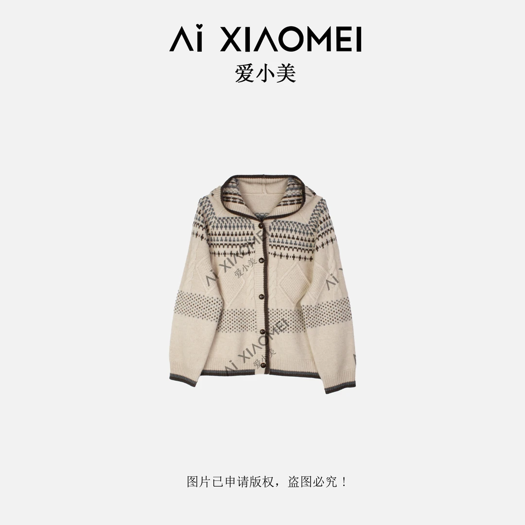 复古软糯休闲百搭T级100山羊绒连帽开衫24年秋冬新品YR08-1715