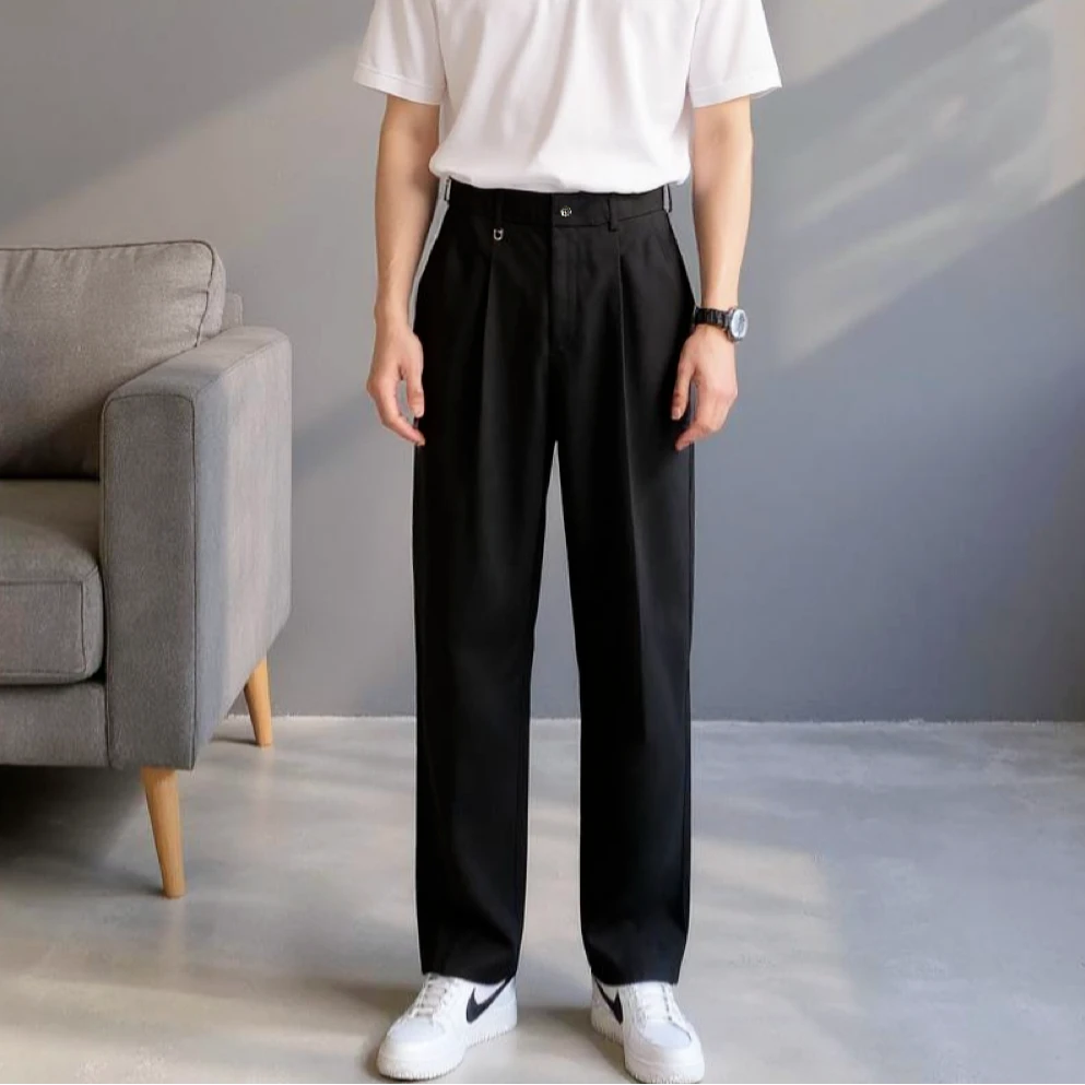 AH【清仓】韩版潮流垂感宽松直筒夏季男士百搭休闲裤