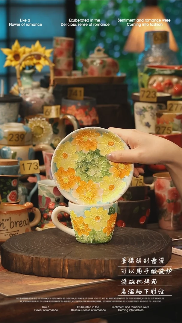 陶瓷景德镇高温釉下彩手工手绘款式
