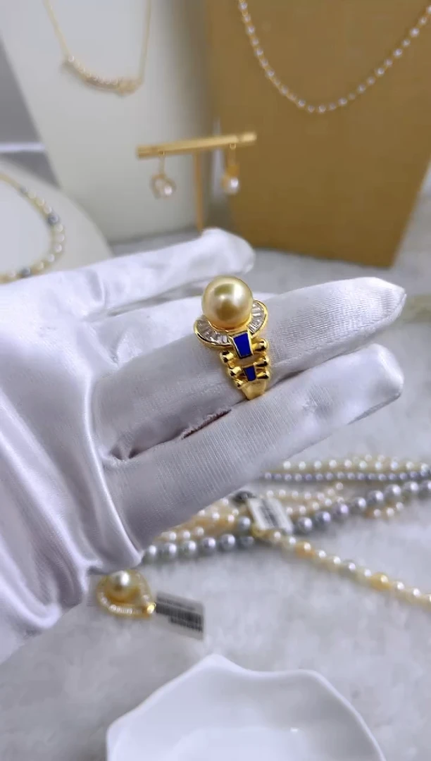 银S925镶嵌戒指海水珍珠多样性发其一