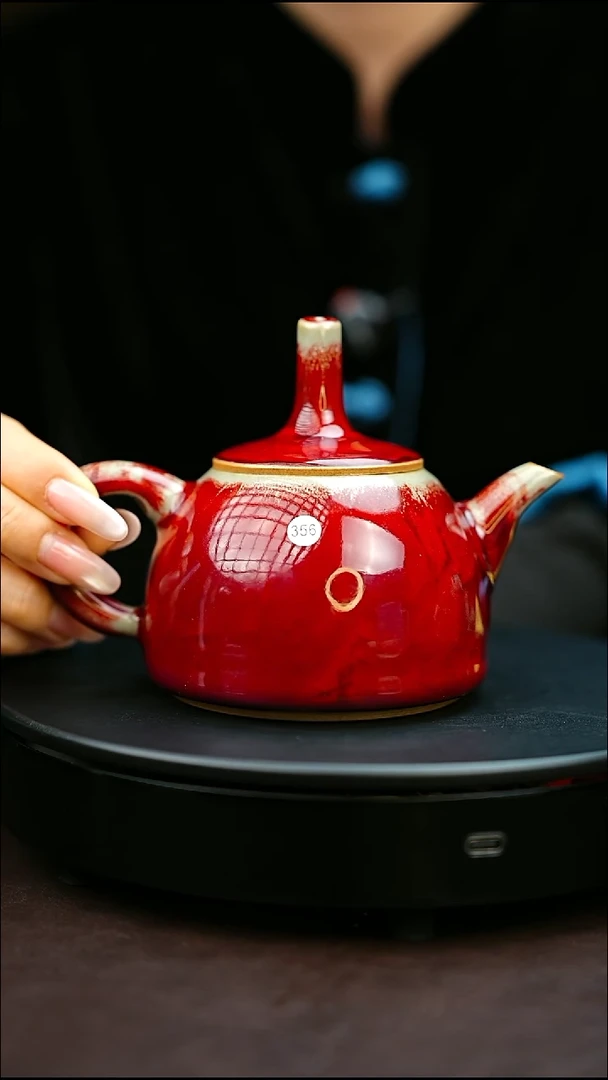 356#原矿钧瓷炉钧釉元宝壶