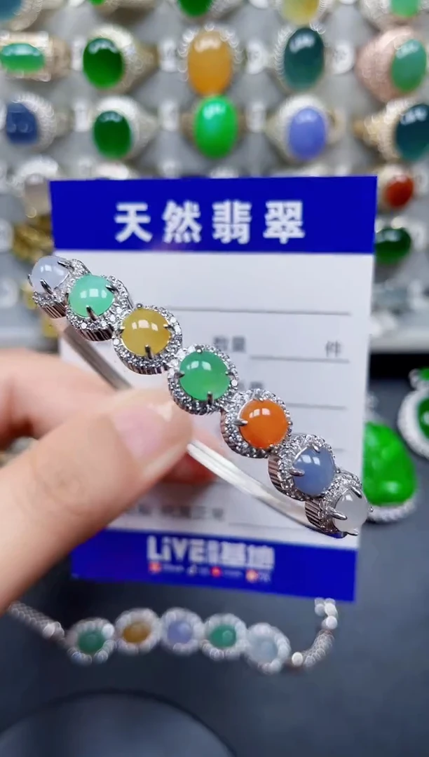 银S925镶嵌手镯翡翠155