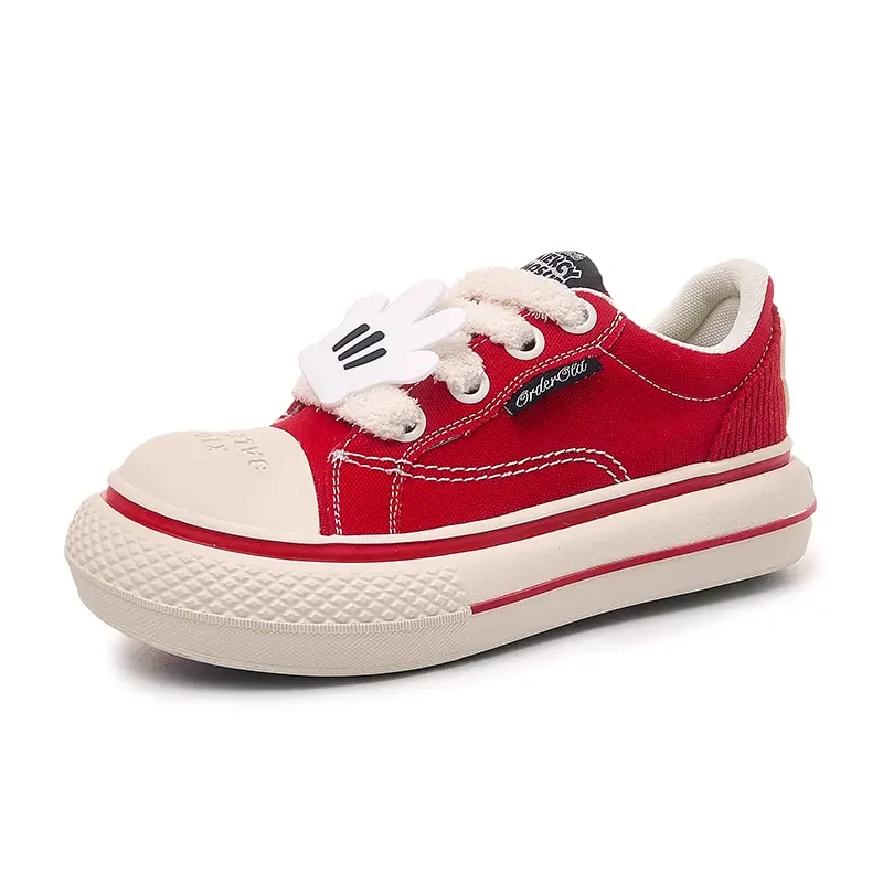 国潮帆布鞋米奇春夏季透气2025男女款厚底低帮情侣休闲百搭大头鞋