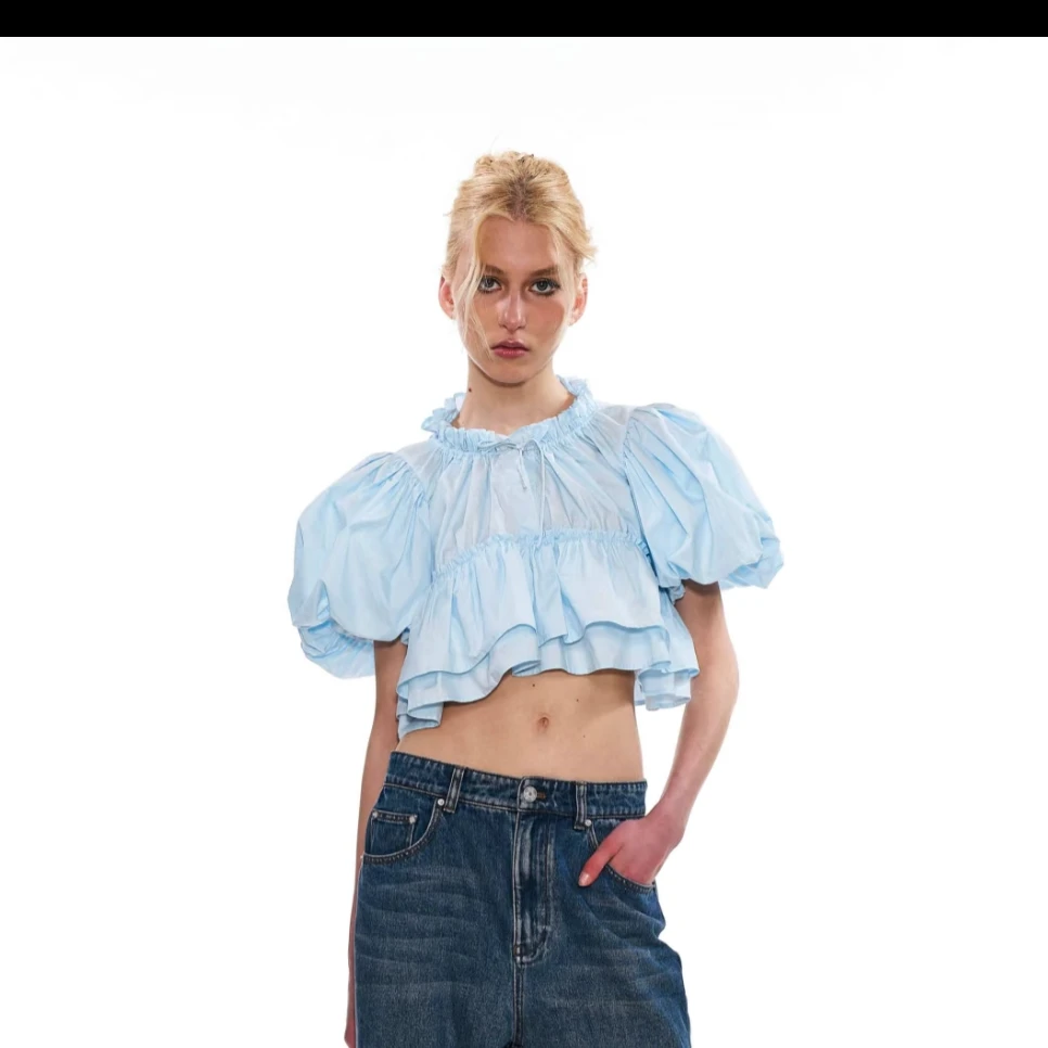 PANN短款泡泡袖上衣(no退no换)