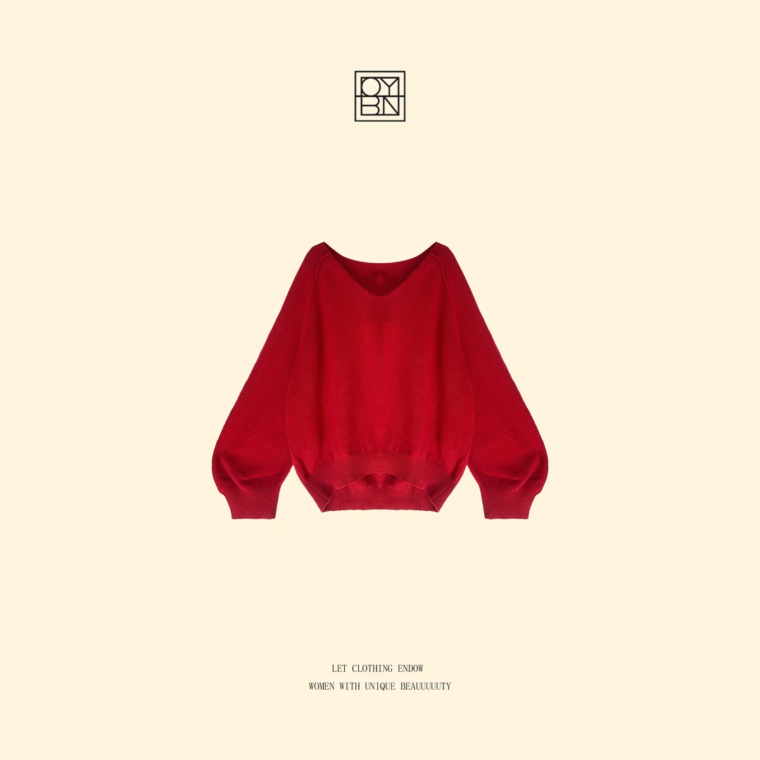 OYBN欧阳贝妮【爱意升温】微胖大码慵懒风软糯V领针织衫上衣9062