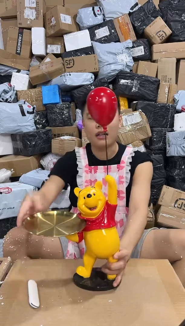 瓷片维尼托盘摆件