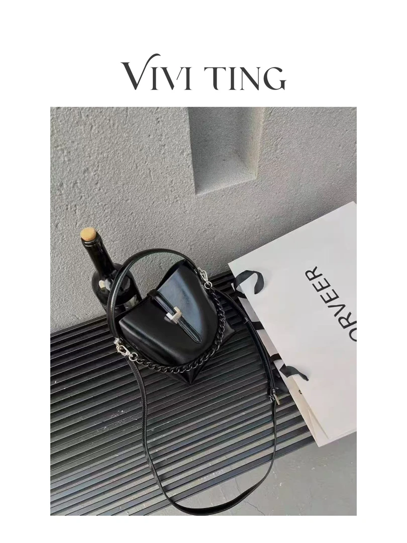 【VIVI·TING】婷姐推荐春季新款时尚百搭单肩斜挎手提水桶包H链条包