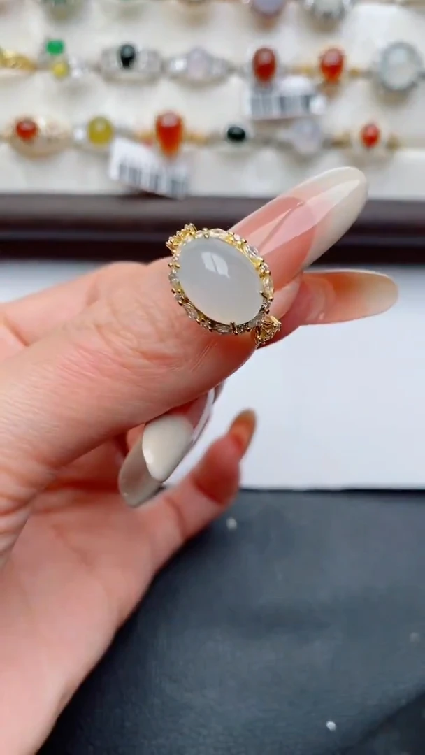 银S925镶嵌戒指翡翠...