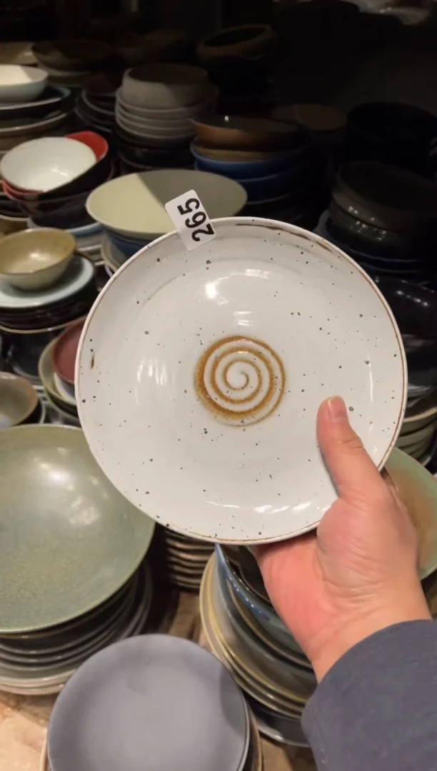 【闪购商品】瓷片265白麻点新款盘1个