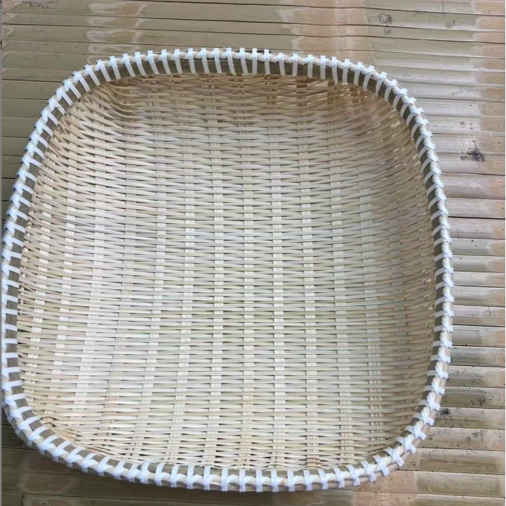 精编方形33厘米竹编手工制品晾晒装包子馒头水果框