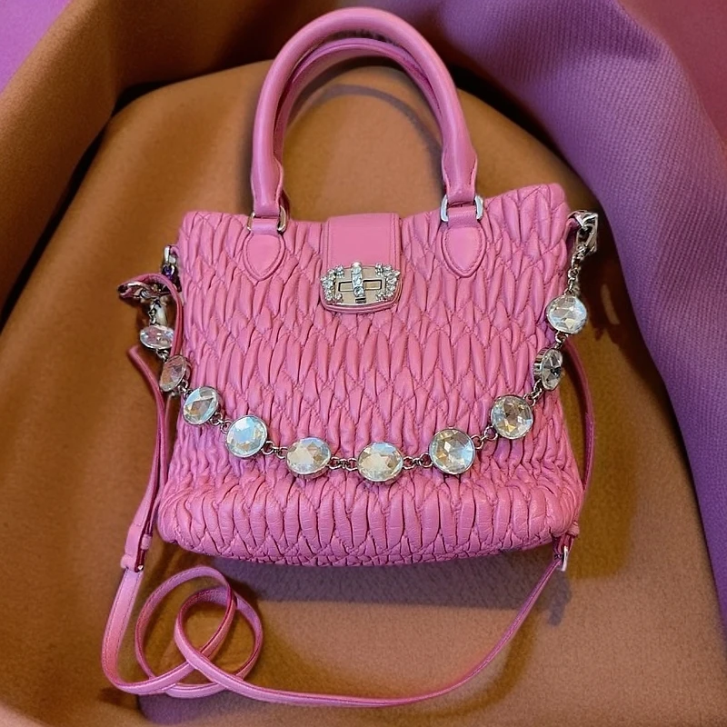 95新 MIU MIU/缪缪 粉色钻石链条包  1177 1969