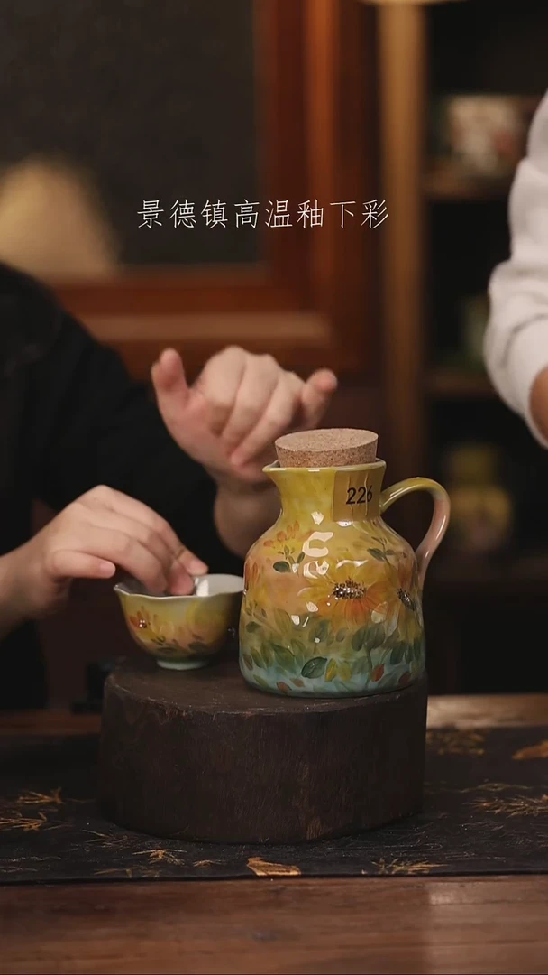 陶瓷景德镇高温釉下手绘陶瓷@L226@