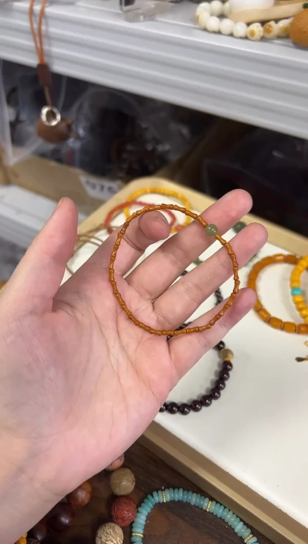 未镶嵌橄榄核手串橄榄核竹节和田玉款[单圈手链]