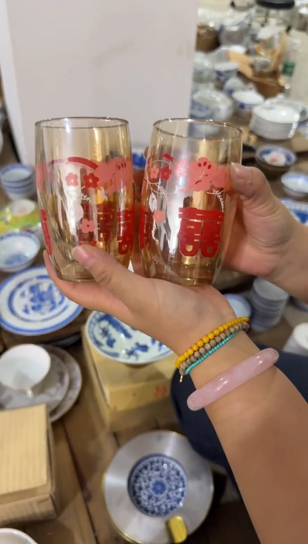 摆件虾**o杯两个一组有瑕请慎拍