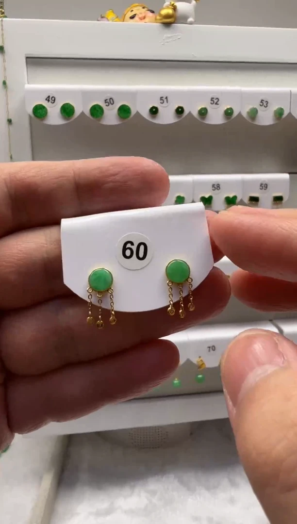 18K金镶嵌翡翠耳饰缅甸天然翡翠a货