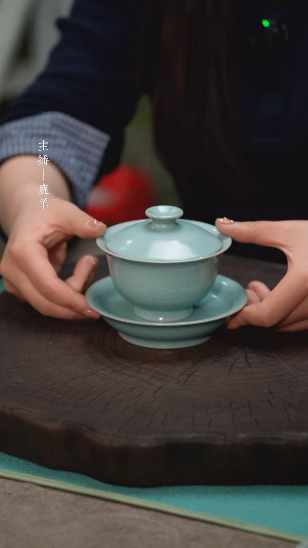 【闪购商品】冰花鱼鳞片三才盖碗-侯全力手签-羊