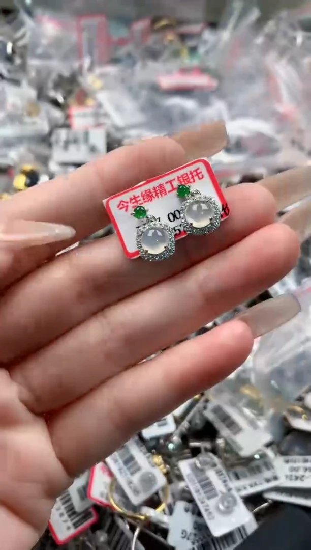 银S925镶嵌戒指翡翠8888---5