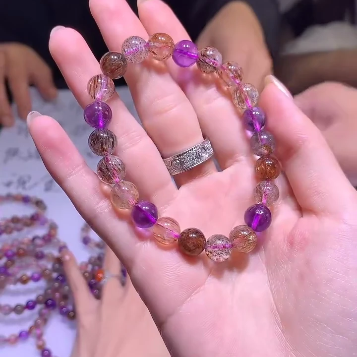 【逍遥严选】水晶黑金超七圆珠约8mm手串*576/231/多样性发/1件-3