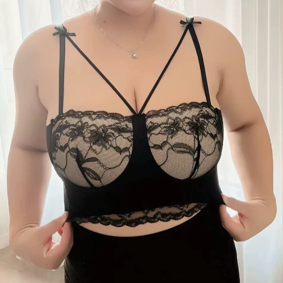 蕾丝吊带美背修身型打底衫聚拢小胸打底防走光网红薄款大码