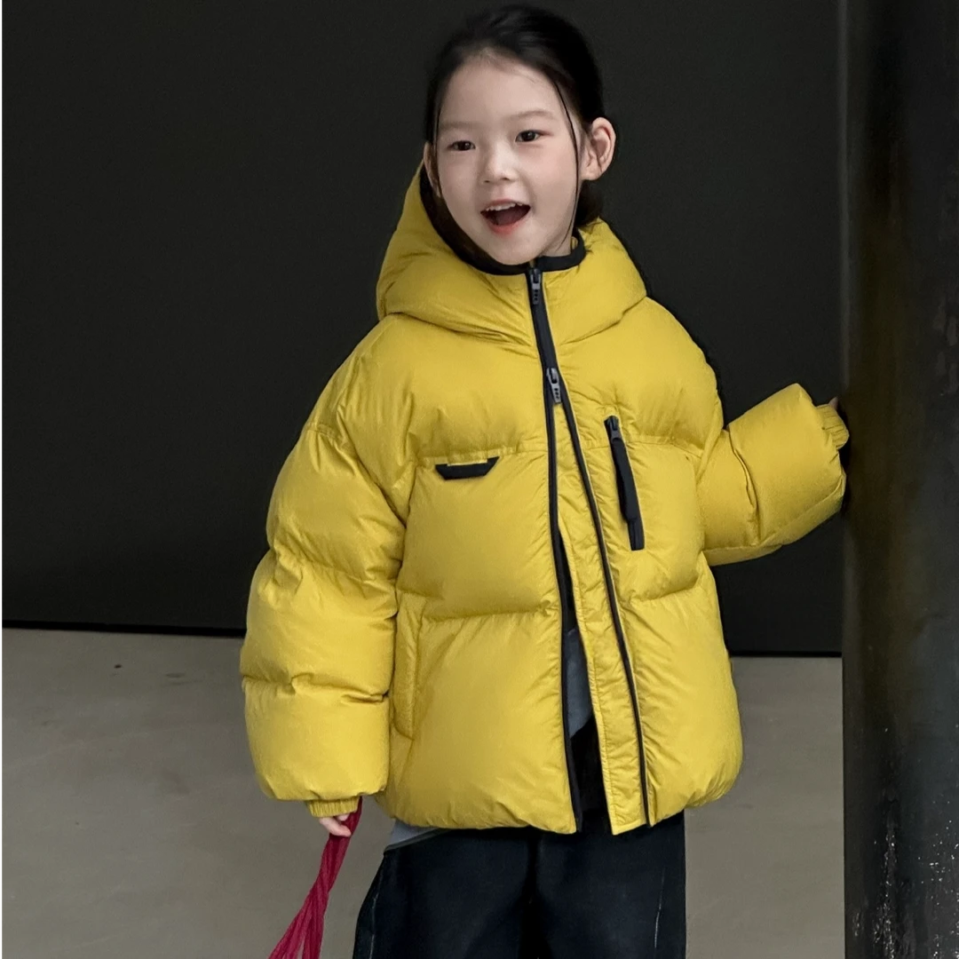 2025【亮冬色】90白鸭绒韩版双拉链连帽短款羽绒服男女童Y25536