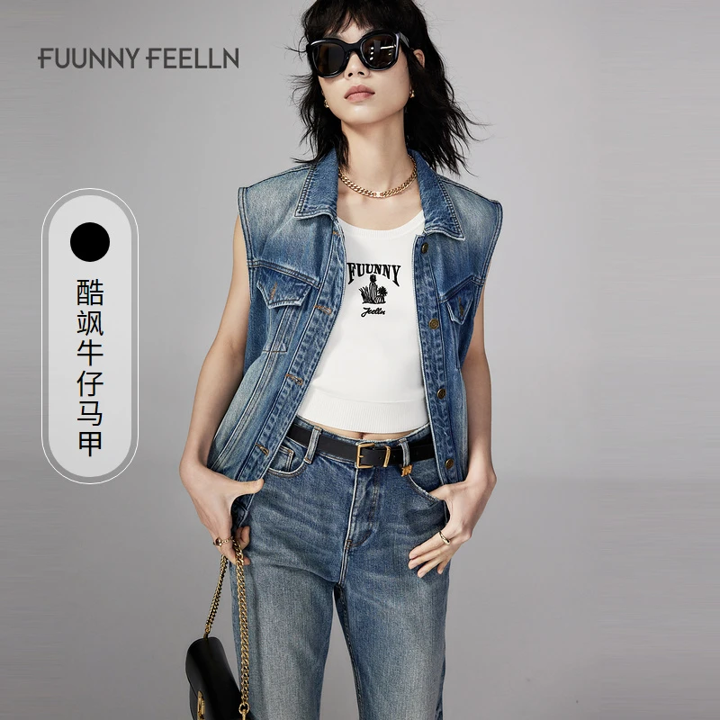 【婧文专属】FF仿佛牛仔无袖马夹女百搭水洗小个子外套FH00106