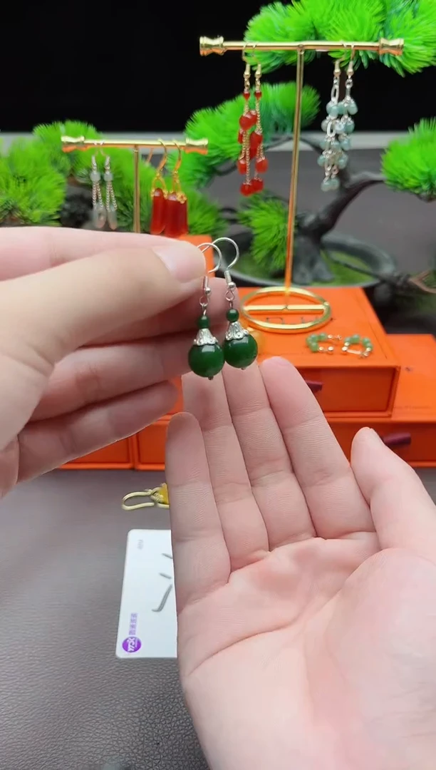 玛瑙/玉髓耳饰银S925镶嵌733000