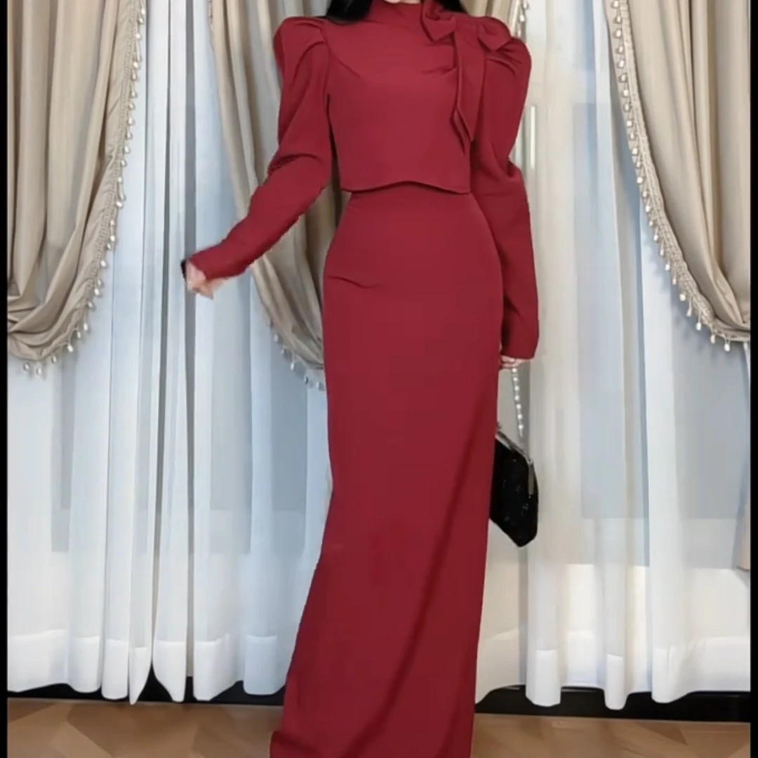 zumrat气质女装半身裙+上衣两件套简约大气长袖时尚女神修身显瘦