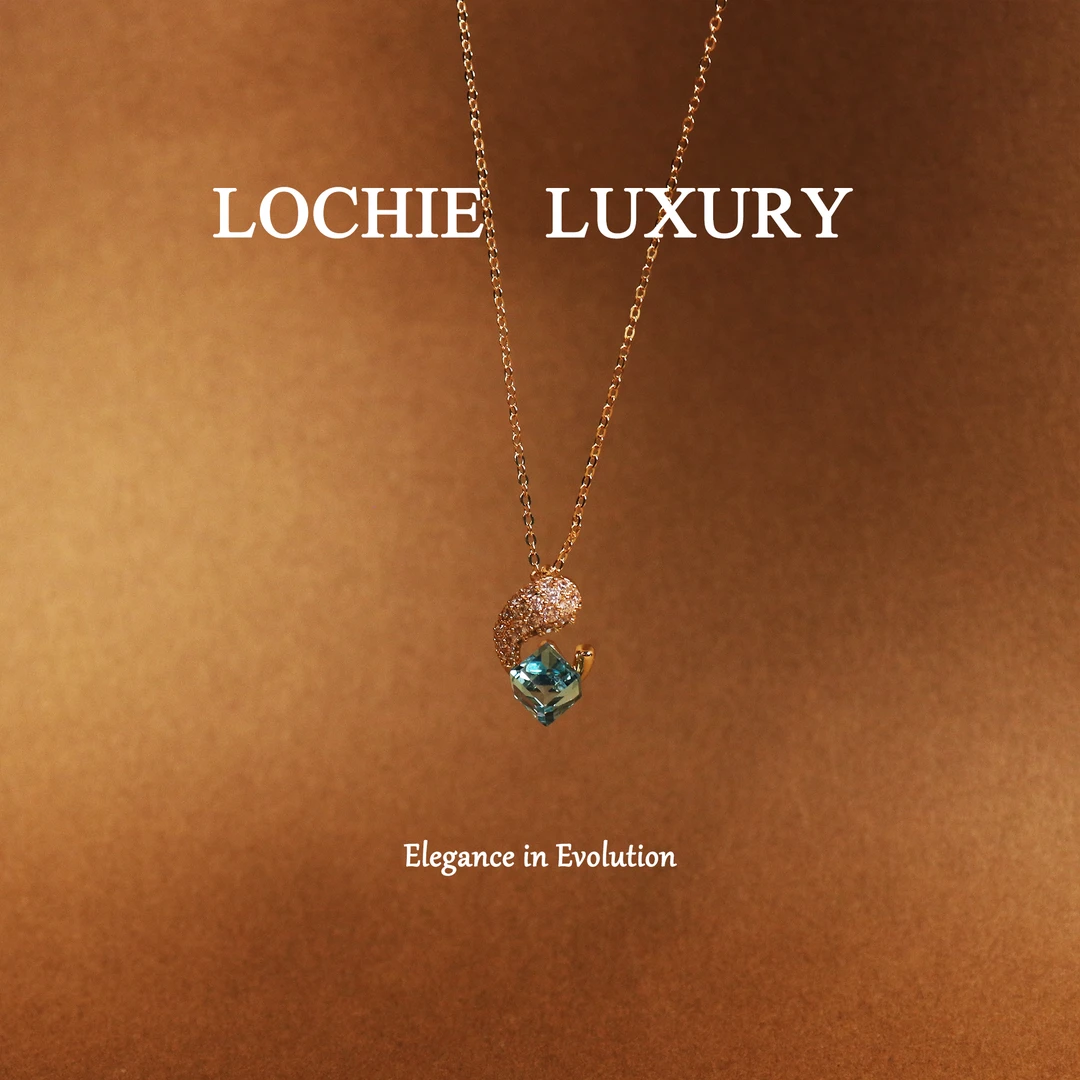 铜项链 【镜花水月】L697新中式小众设计师款蓝色水钻吊坠项链