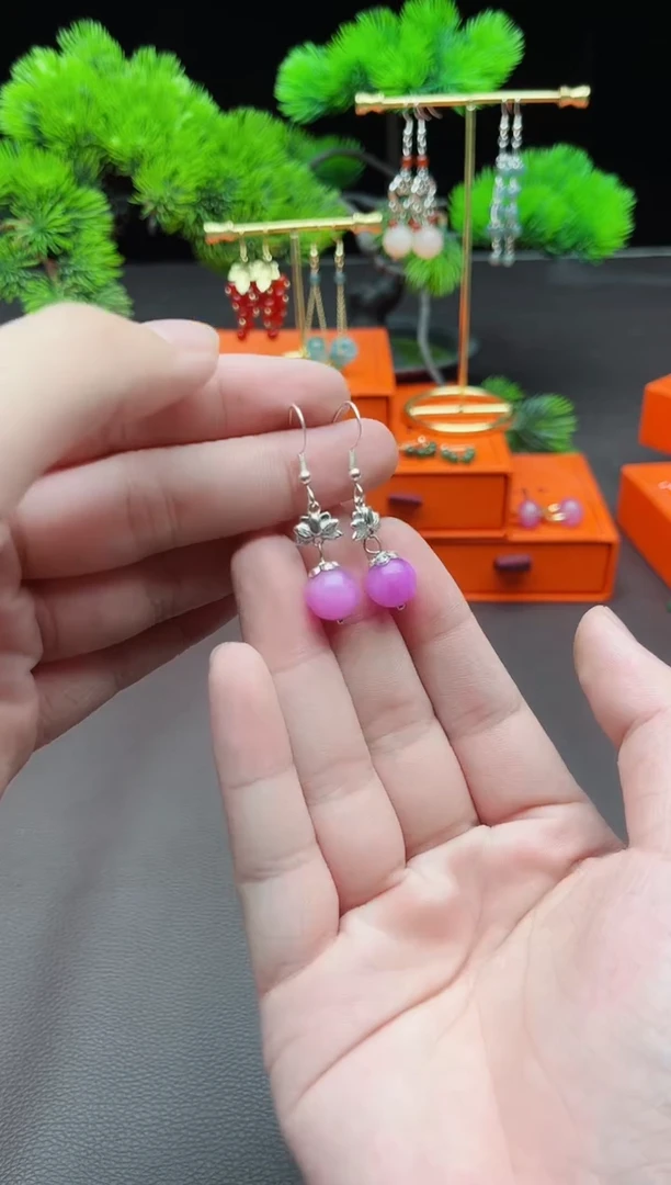 玛瑙/玉髓耳饰银S925镶嵌401